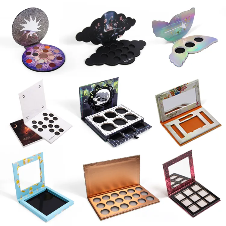 Custom Printed Private Label Empty Eyeshadow Palette Magnetic Cosmetic Makeup Eye Shadow Paper Packaging Eco Friendly