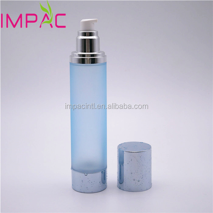 Skin care luxury airless 120 ml cream packaging with vacuum pump dispenser frosted blue container