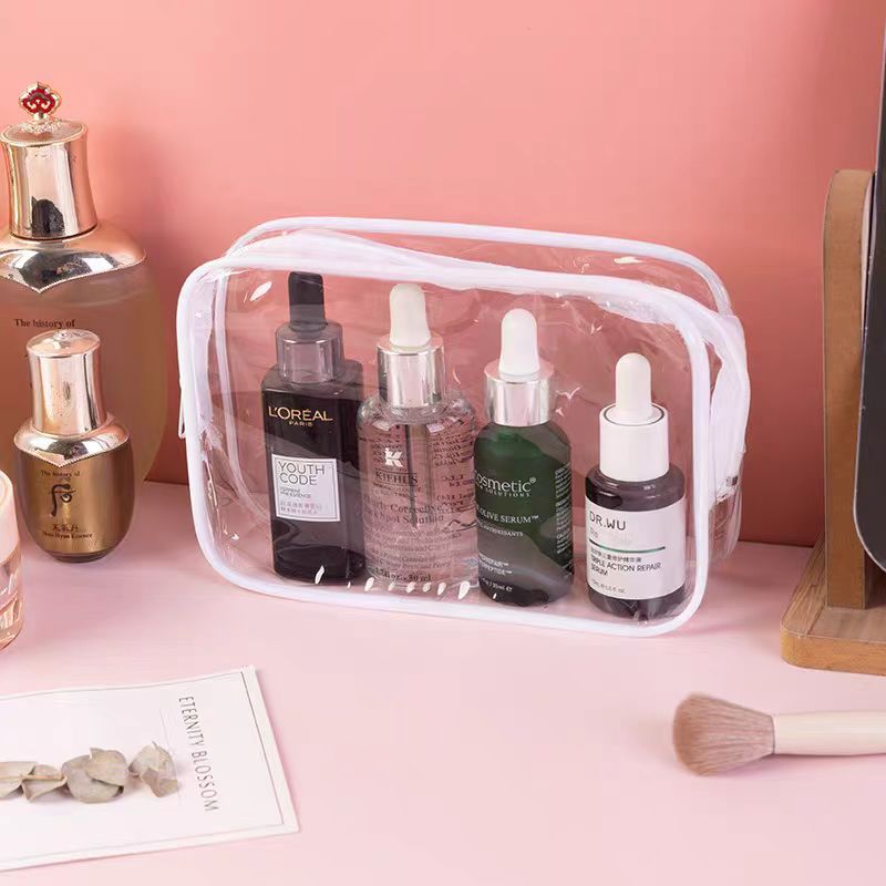 Custom Size logo Soft Plastic Makeup Zipper Bag Shoe Storage Waterproof Packaging Travel Bag PVC Zipper Bag