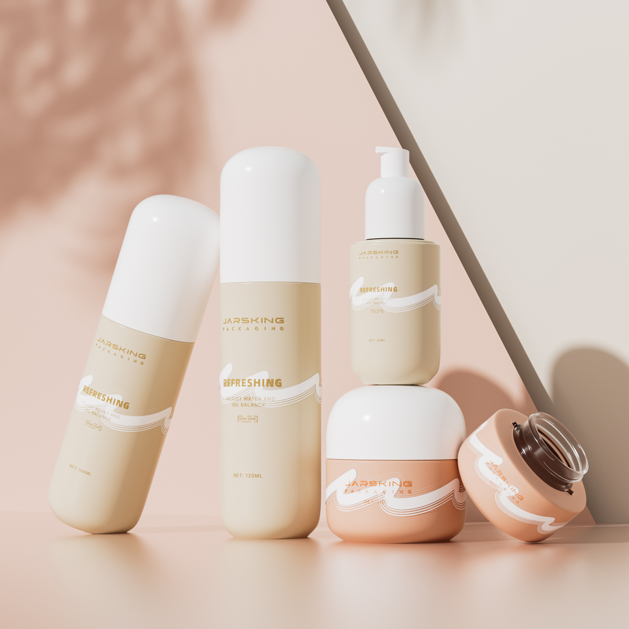 NEW Unique Modern Gold Custom Luxury Skincare Line Packaging Glass Toner Bottles Containers Set
