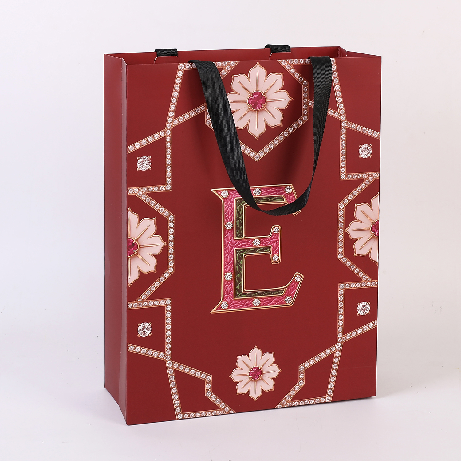 25*32*12cm Wholesale Eco-friendly FSC Paper Bag Custom Printed Flower Letter Gift Packaging Bags in Stock