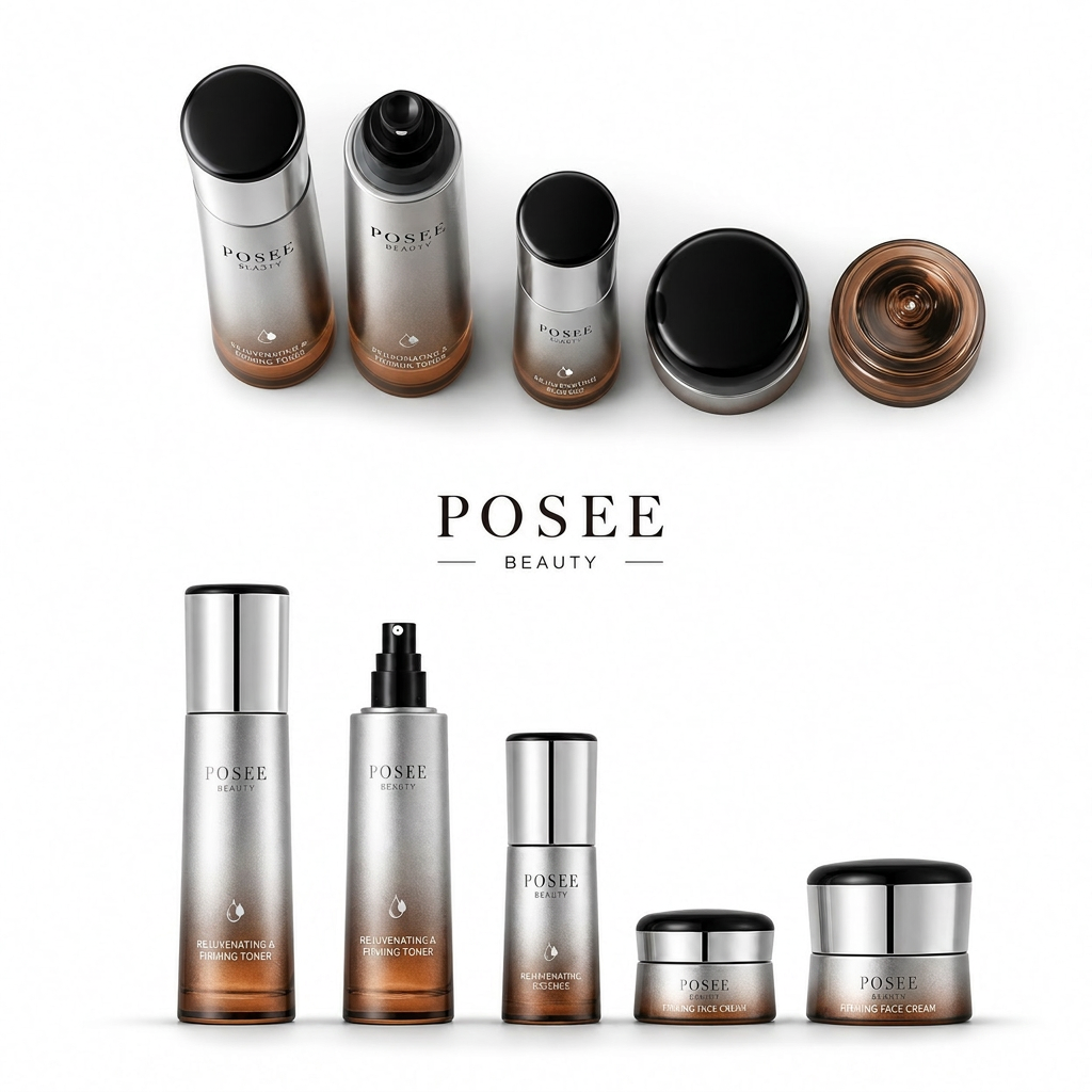 High-end Conical Glass Cosmetic Packaging Set Hot Stamped & Sprayed Bottles Jars for 100ml Lotion Serum 30/20g Cream Eye Cream