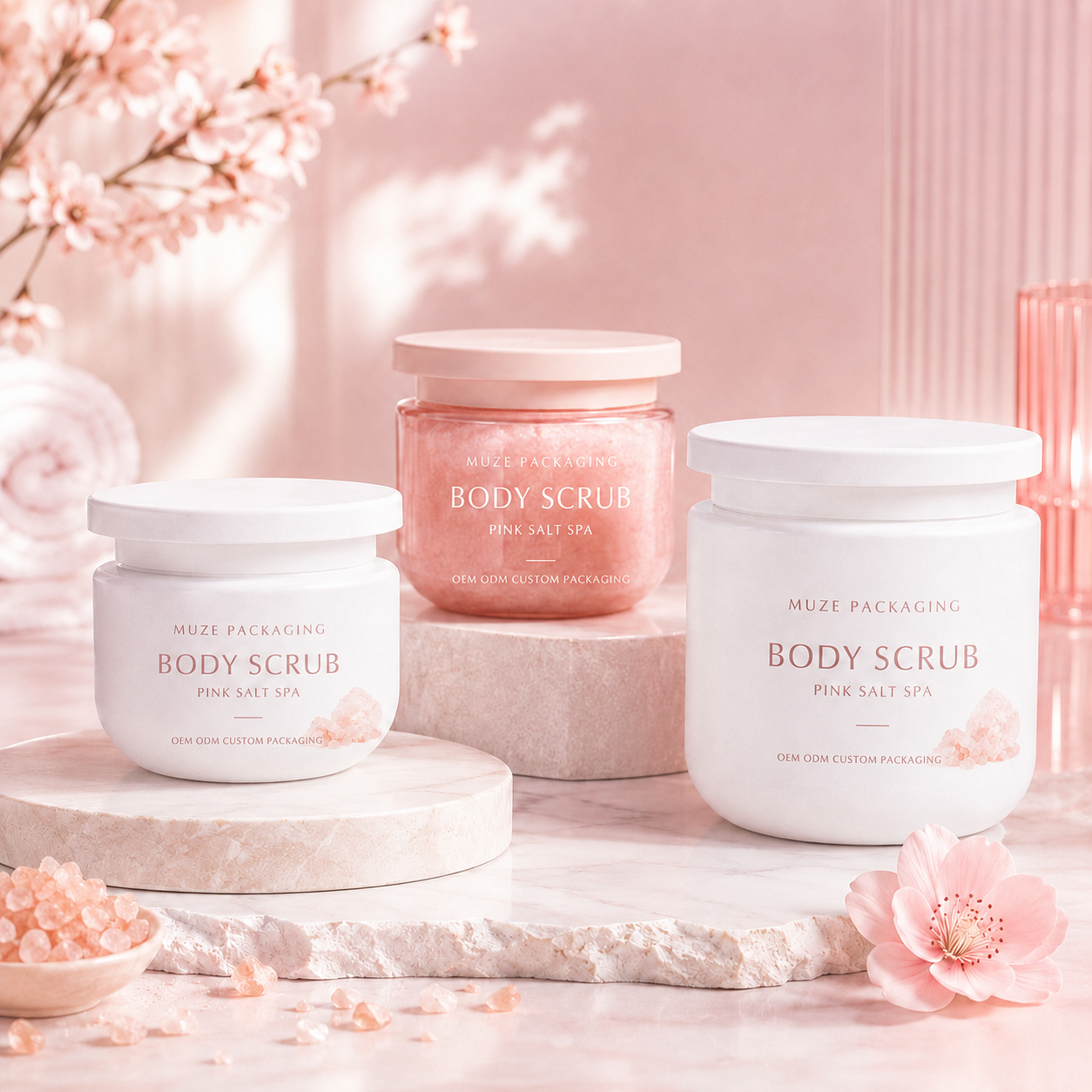 Custom 250g 300g 500g Body Scrub Jars Wholesale Matte Cream Jar PP PET Luxury Body Butter Container OEM Factory
