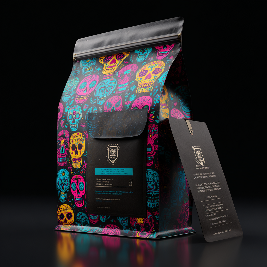 AT PACK 250g 500g 1KG 12oz Custom Coffee Bags With Thank You Card Slot Flat Bottom Kraft Coffee Beans Packaging Bags