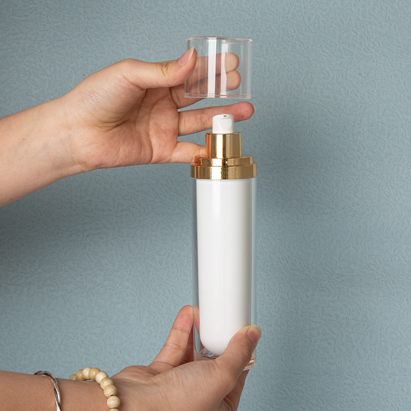 30g-120ml Luxury Gold Cylinder Eco-friendly Skincare Cosmetic Airless Lotion Pump Spray Packaging Acrylic Bottle Set