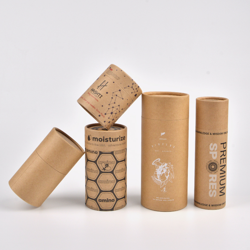 Biodegradable Custom Sample Cylinder Round Packaging Tubes Paper Box Kraft Cardboard Tube