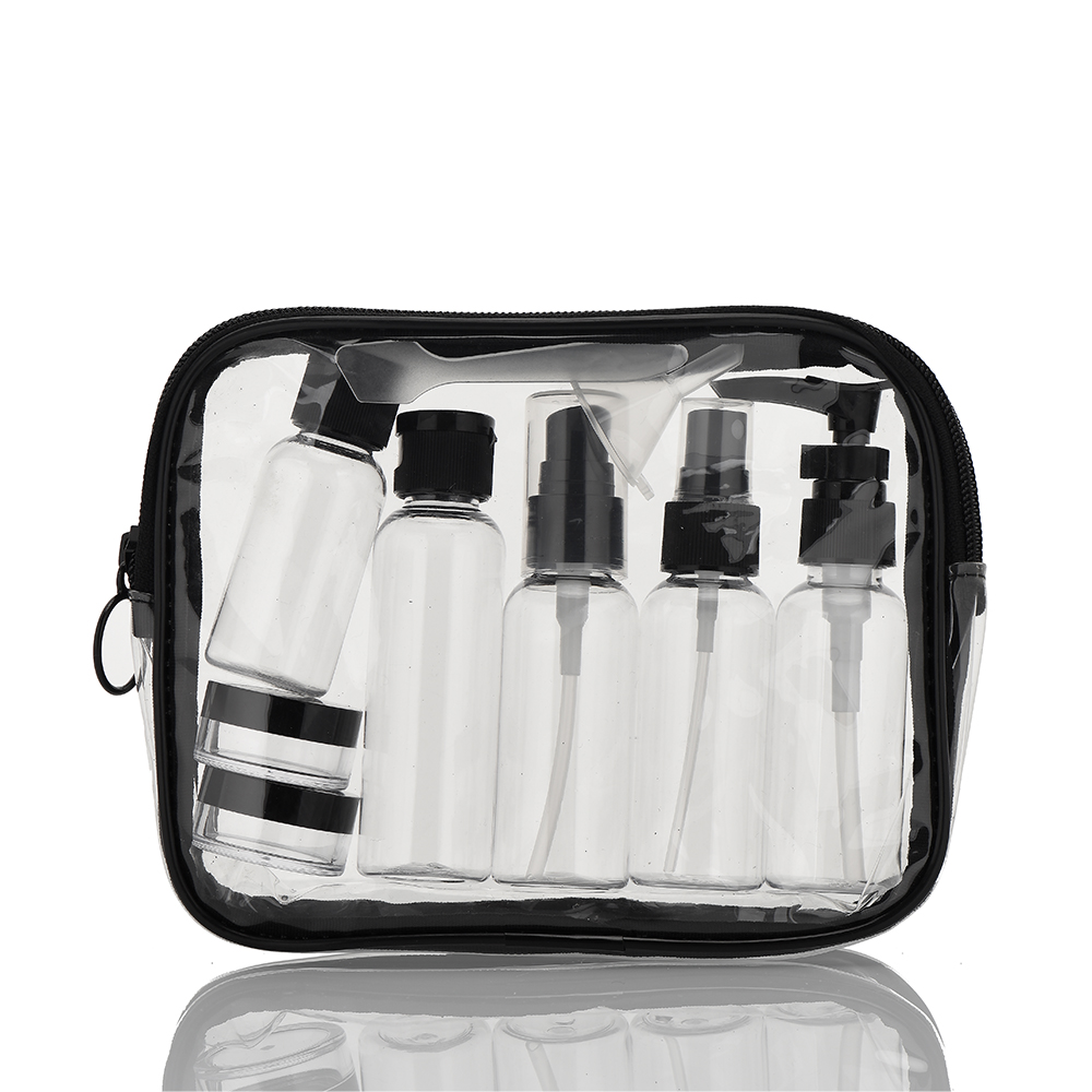 High Quality Plastic Carry on Travel Bottle Set with Screen Printed Labels for Skin Care Serum Lotion &amp; Shampoo