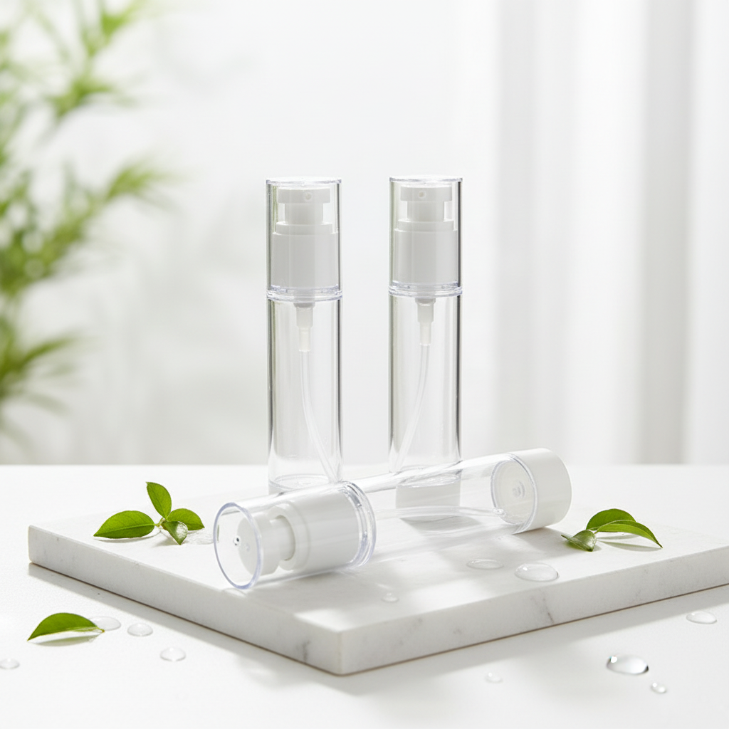 Stock 15ml 30ml 50ml 80ml 100ml 120ml Lotion Packaging Bottle Custom Logo White Refillable Airless Pump Bottle