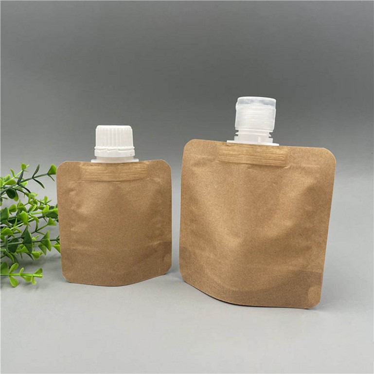 Custom Refillable Plastic Packaging 30ml Shampoo Pouch Eco Friendly Spout Bag Kraft Paper