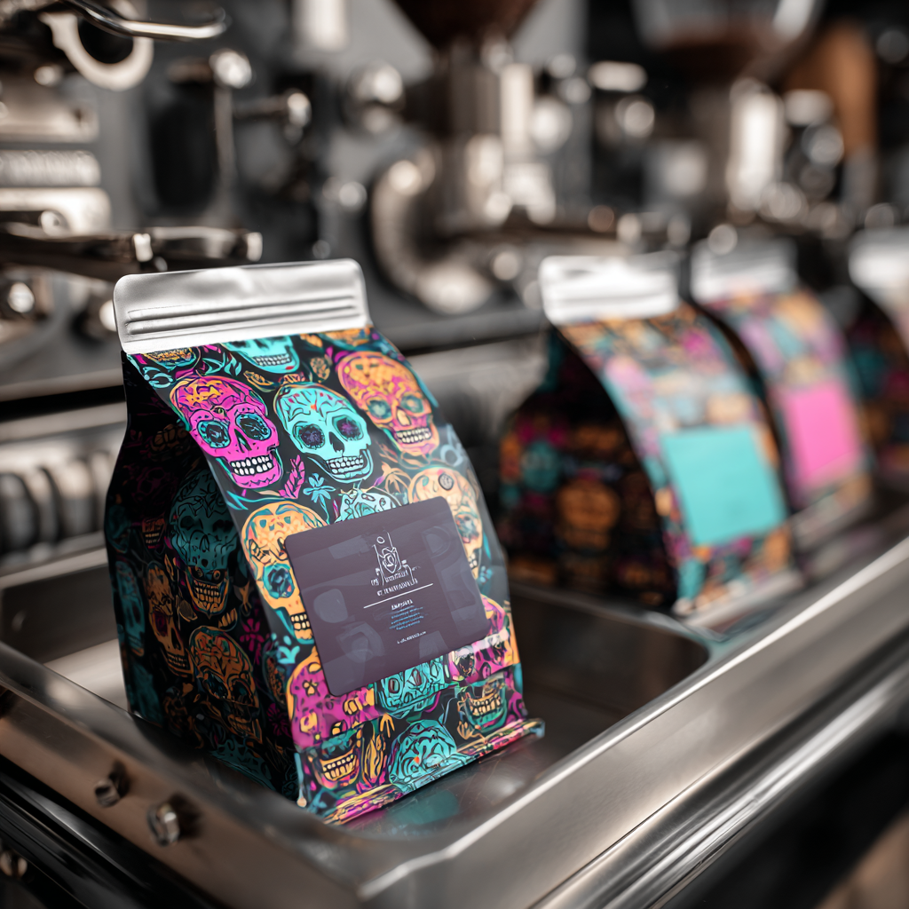 AT PACK 250g 500g 1KG 12oz Custom Coffee Bags With Thank You Card Slot Flat Bottom Kraft Coffee Beans Packaging Bags