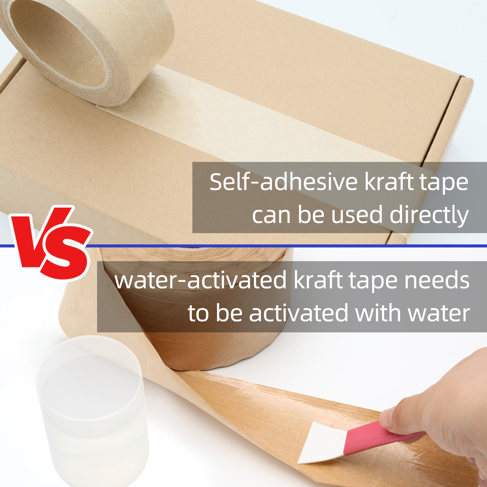 Eco-Friendly Custom Printed Kraft Paper Tape Water Activated Gummed Tape Biodegradable Reinforced Packaging Tape With Logo
