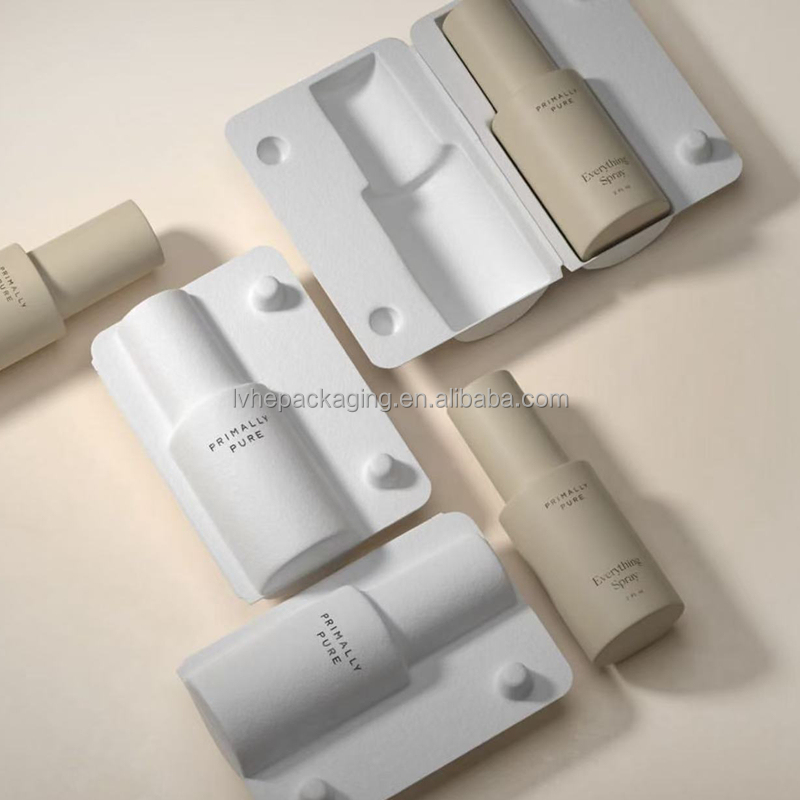 Custom Logo Eco-Friendly Biodegradable Clamshell Box Cosmetic Cream Packaging Skin Care Paper Box Made From Bagasse Pulp