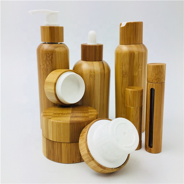 Cosmetic Containers 100% Organic Wood Bamboo Cream Jar Bottle Cosmetic Packaging