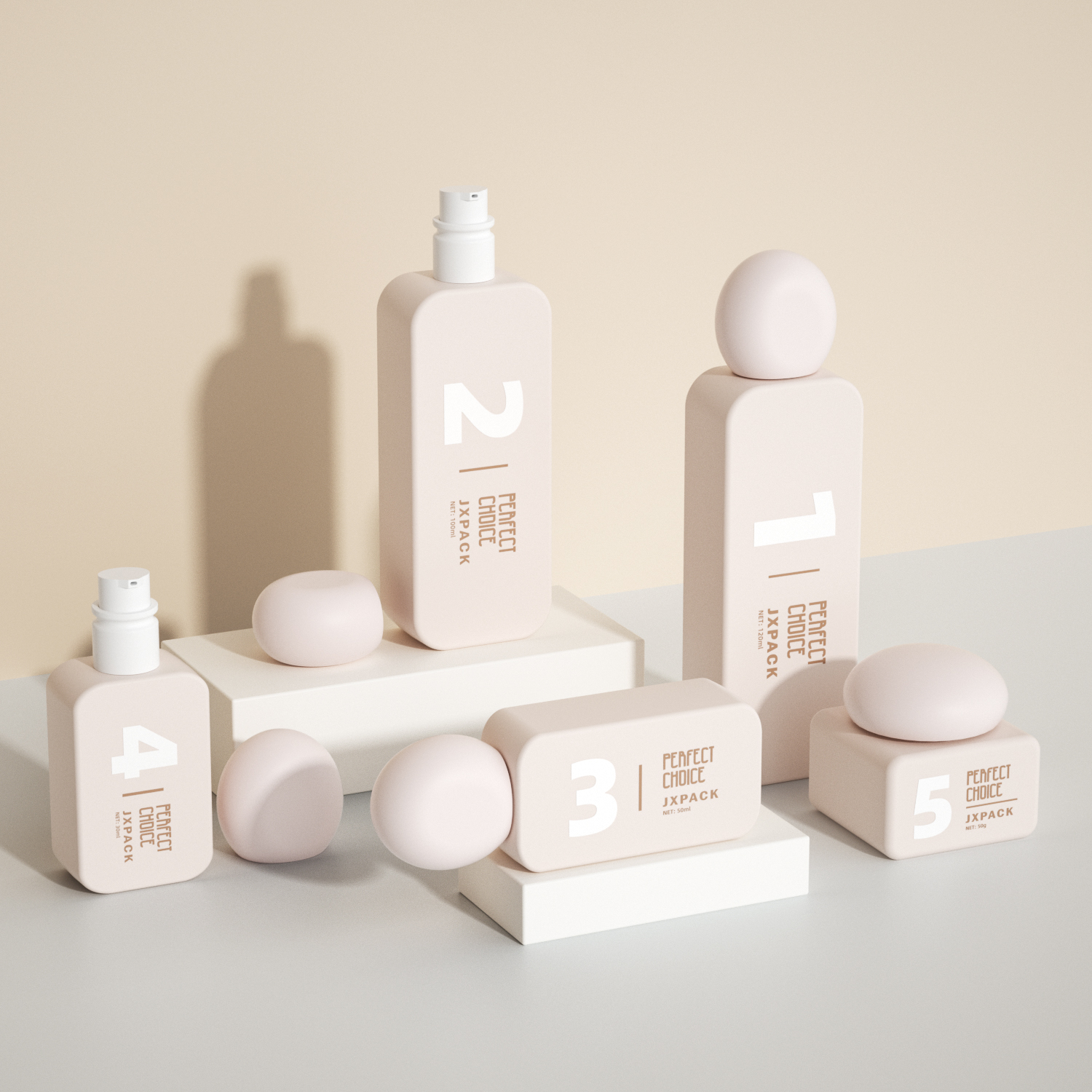 Luxury 30ml 50ml 100ml 120ml Glass Cosmetic Serum Dropper Lotion Cream Skincare Pump Packaging Bottles and Jar Set