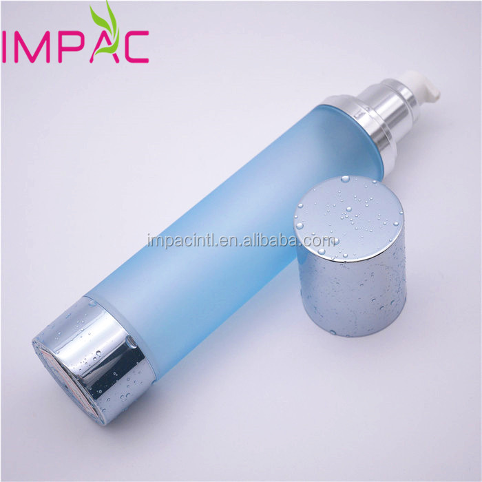 Skin care luxury airless 120 ml cream packaging with vacuum pump dispenser frosted blue container