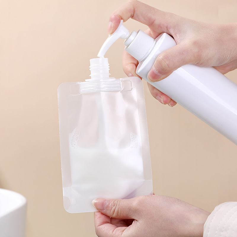 30ml Refillable Squeeze Leak Proof Travel Cosmetic Lotion Shampoo Liquid Beauty Sample Plastic Pouches Spout Bags With Flip Cap