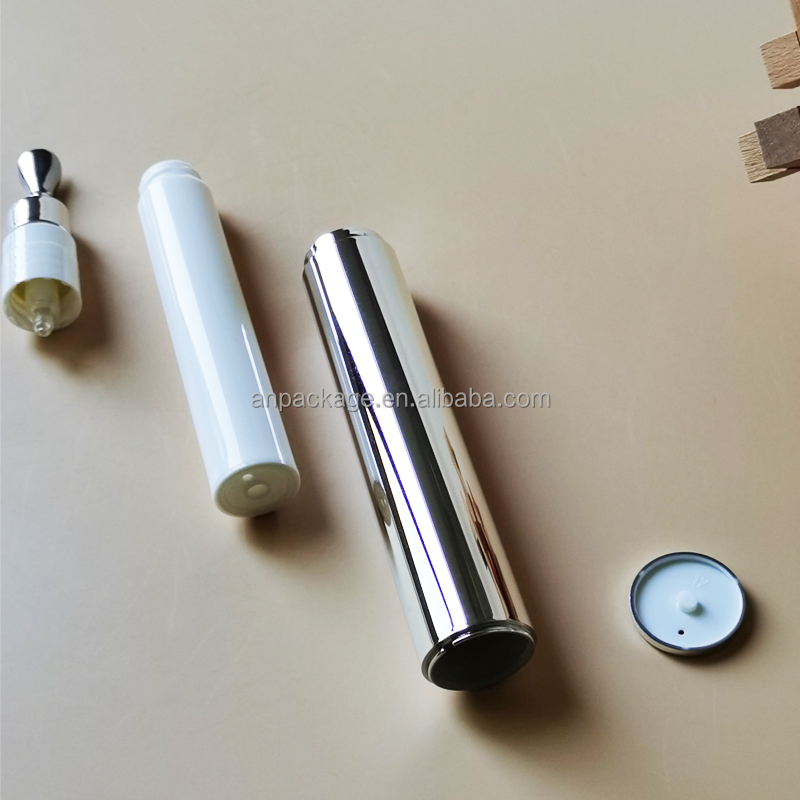 15ml Korean Double Wall Serum Essential Oil Lotion Cream Airless Bottle Silver Airless Syringe Cosmetic Eye Cream Packaging Pen