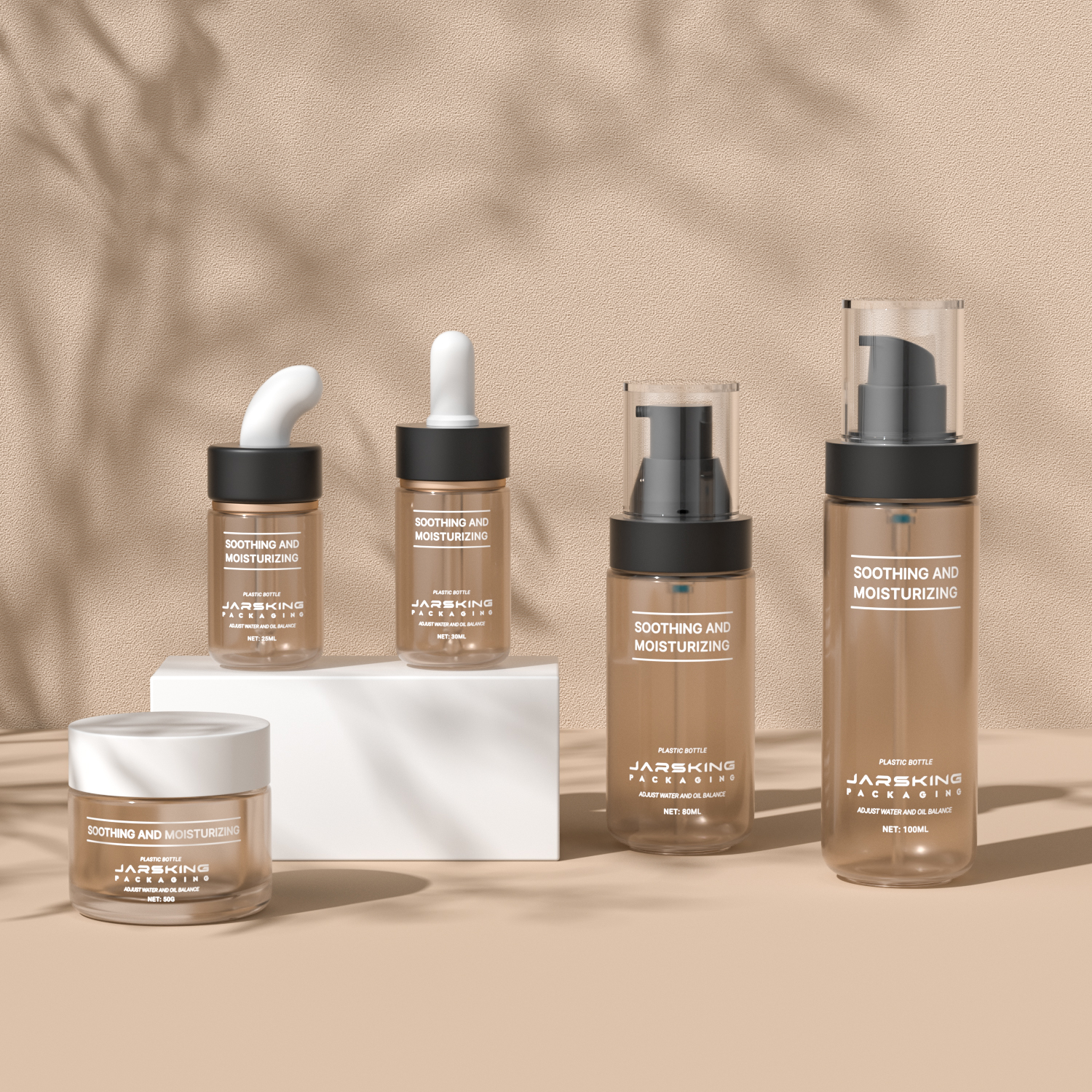 New Aesthetic Skincare Packaging Set 30ml 80ml 100ml 50g Round Empty Innovative PET Plastic Cosmetic Cream Lotion Pump Bottle