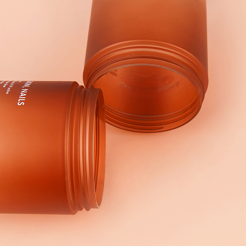 Wholesale 250ml Round Frosted Brown Coffee Plastic PET Plastic Jars Container Body Butter Scrub Jars With Lid