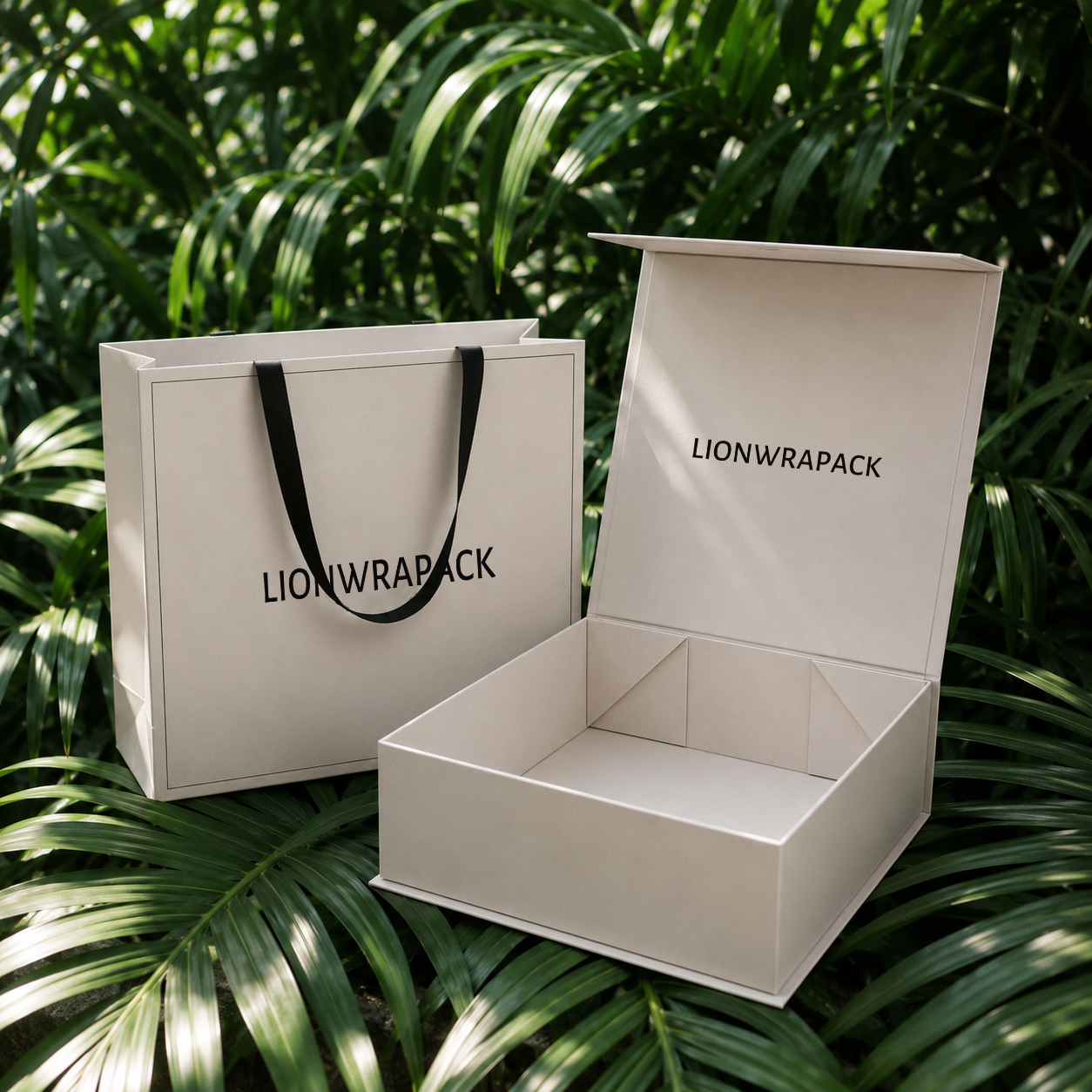 LIONWRAPACK OEM Custom Logo Luxury Folding Magnetic Gift Box And Paper Bag Packaging Manufacturer