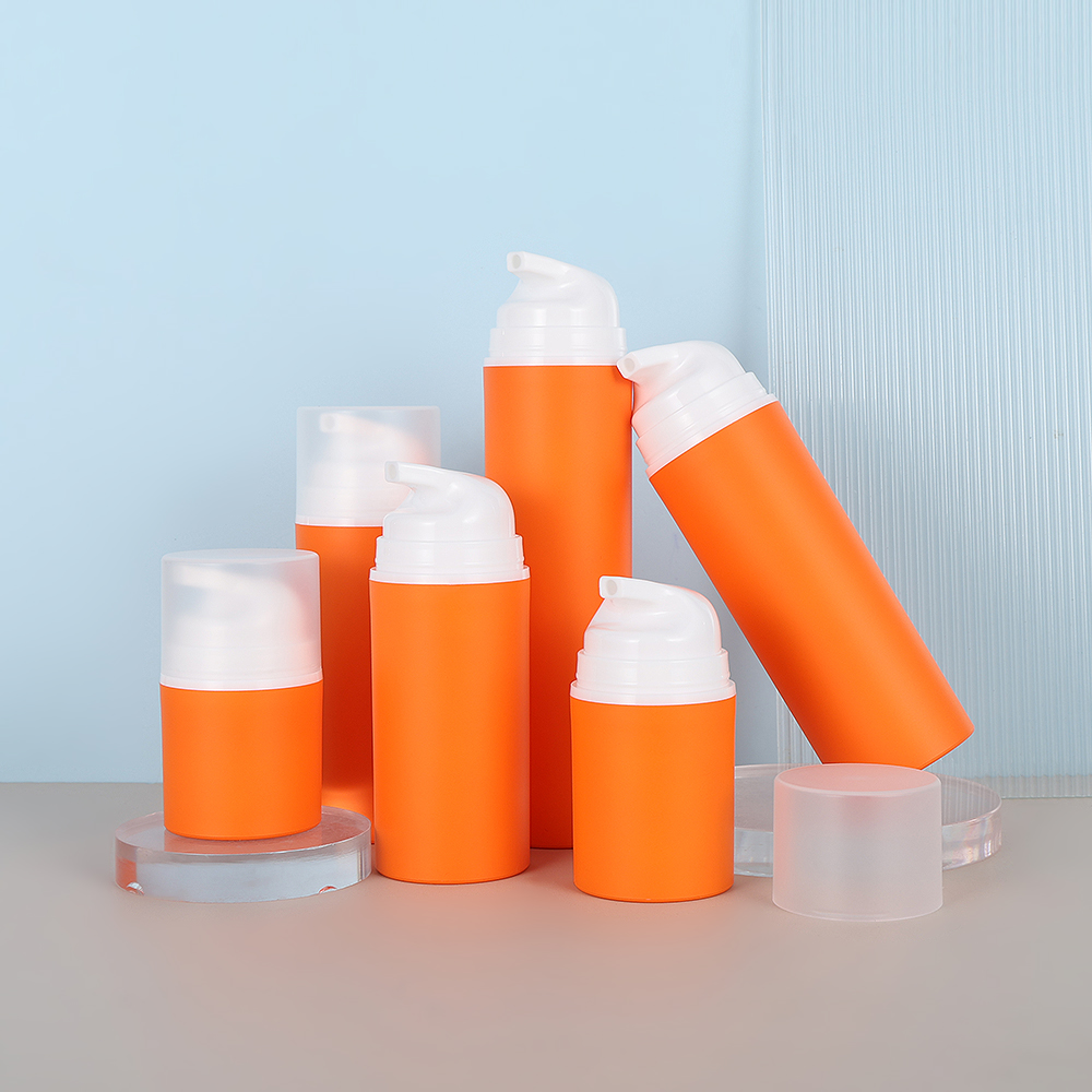 Orange Color Cosmetic Airless Bottle 30ml 50ml 100ml 120ml 150ml 200ml Dispenser Airless Pump Bottle For Skincare Package