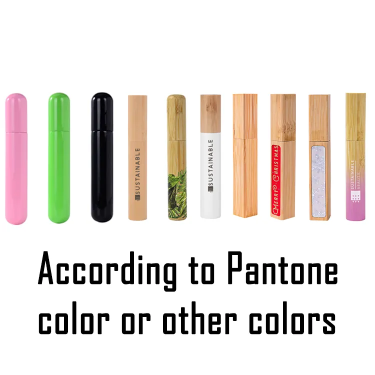 Wooden Sustainable Biodegradable Custom Private Label Elegant Brown Colors Durability Lipgloss Packaging
