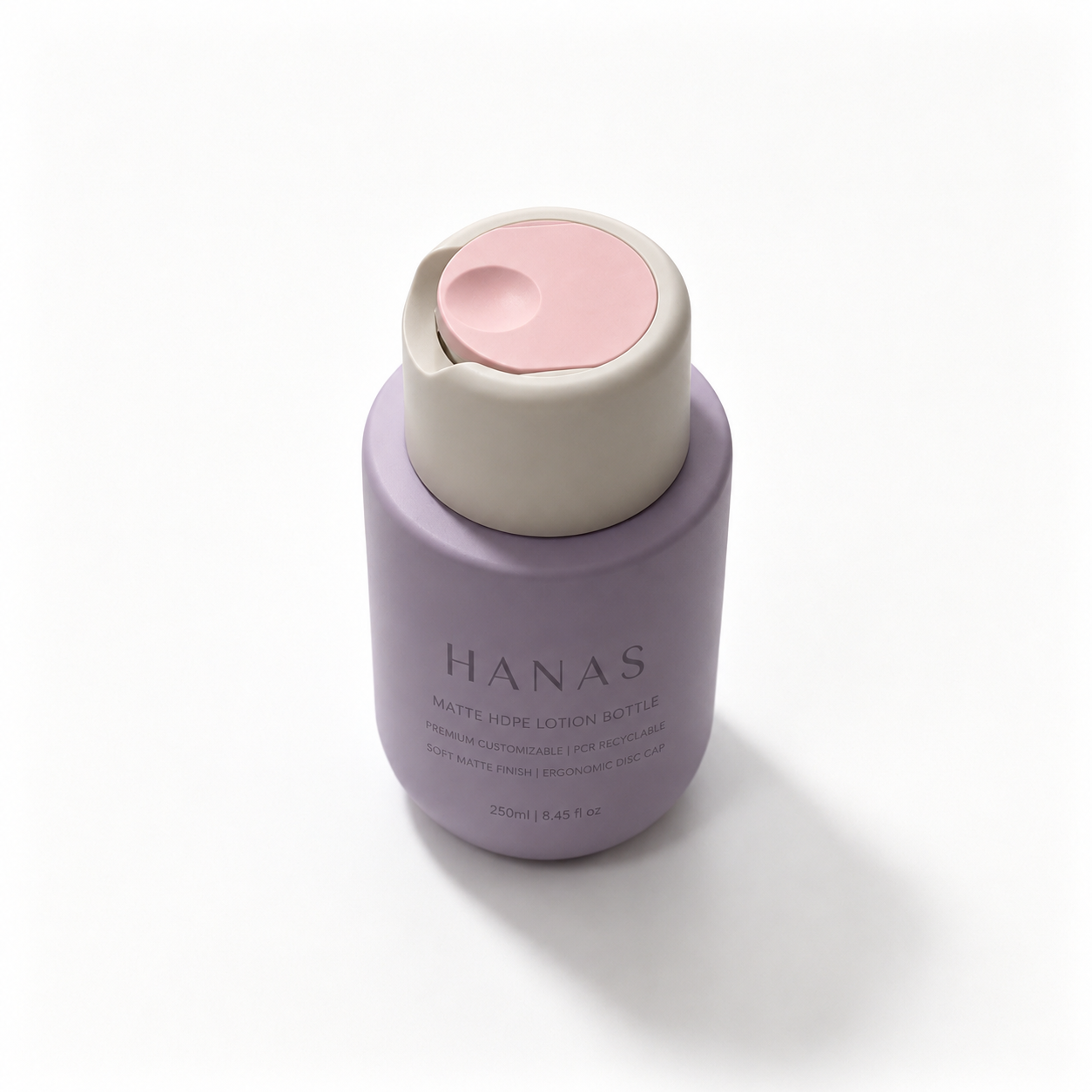 250ml HDPE Lotion Bottle with Disc Top Cap Custom Color Recyclable Squeeze Shampoo Conditioner Bottle Skincare Packaging