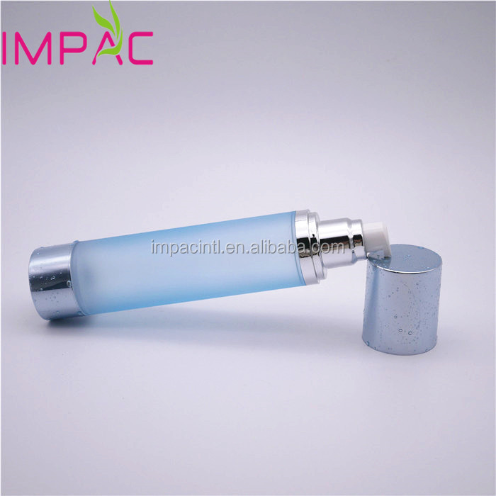 Skin care luxury airless 120 ml cream packaging with vacuum pump dispenser frosted blue container