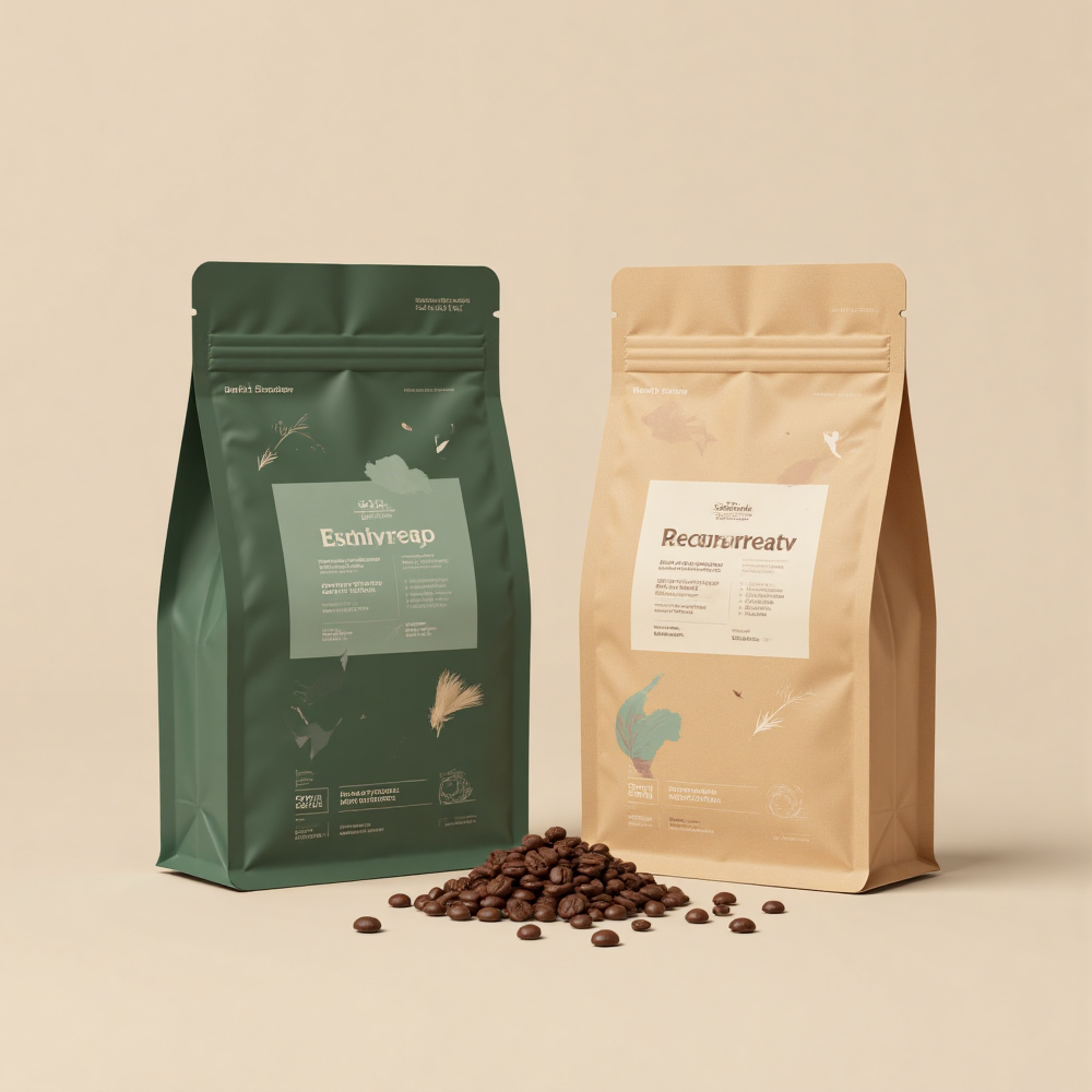 Eco-Friendly Custom Recyclable Laminated Zipper Pouch Security Features for Snack Coffee Tea Powder Food Sustainable Packaging