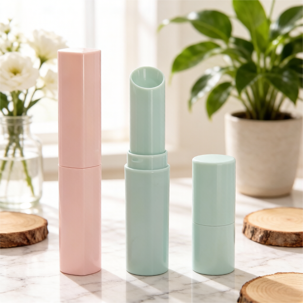 Portable Travel Size Refillable Lip Balm Containers Pink &amp; White Matte Empty Tubes 4.5g Personal Care Cosmetic Packaging