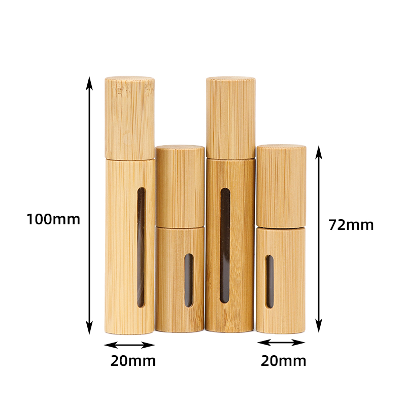 Natural 5ml 10ml Perfume Packaging Bottle Bamboo and Glass Perfume Spray Bottle Support Laser logo Travel Size Cosmetic Bottle