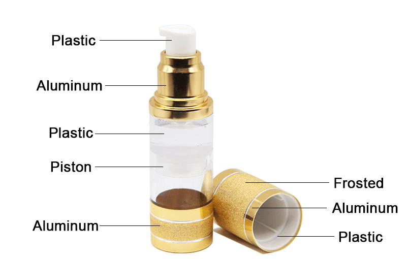 Custom Frosted Luxury Airless Cosmetic Bottle With Plastic Lotion Pump High Quality Plastic Bottles