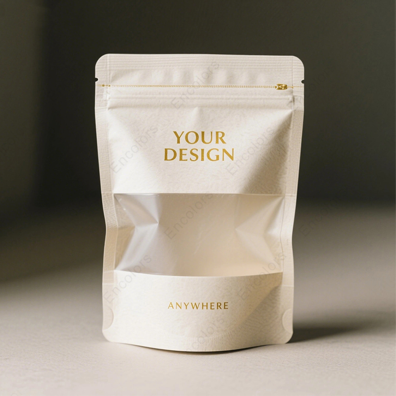 Custom Biodegradable Clear Kraft Stand Pouches With Zipper Resealable New Classic Style For Food Packaging For Sugar Other Foods