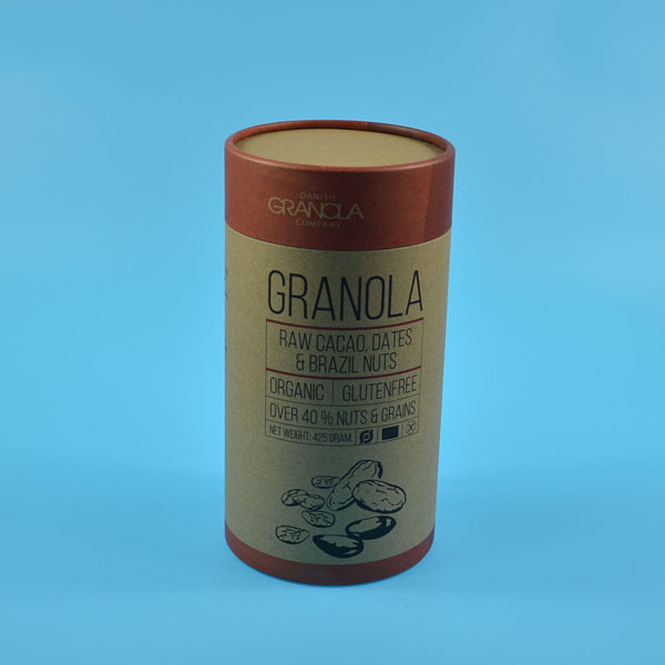 Custom Logo Natural Kraft Paper Can Biodegradable Eco-friendly Recyclable Cardboard Tube for Branded Granola Food Gift