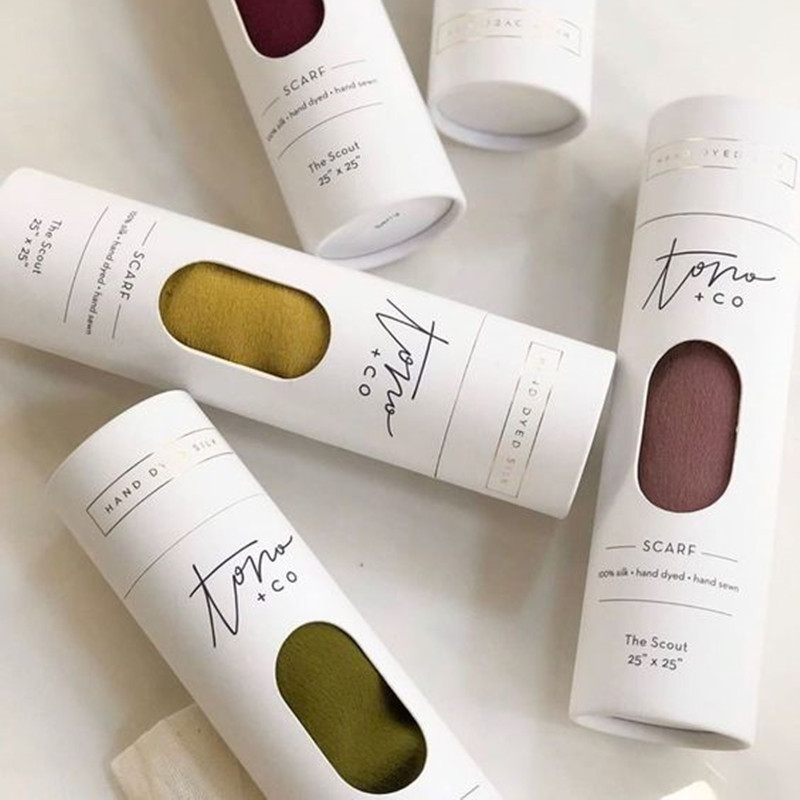 High Quality Scarf Packaging Cylinder Paper Box Paper Tube for Tshirts Packaging with Custom logo and Custom Window