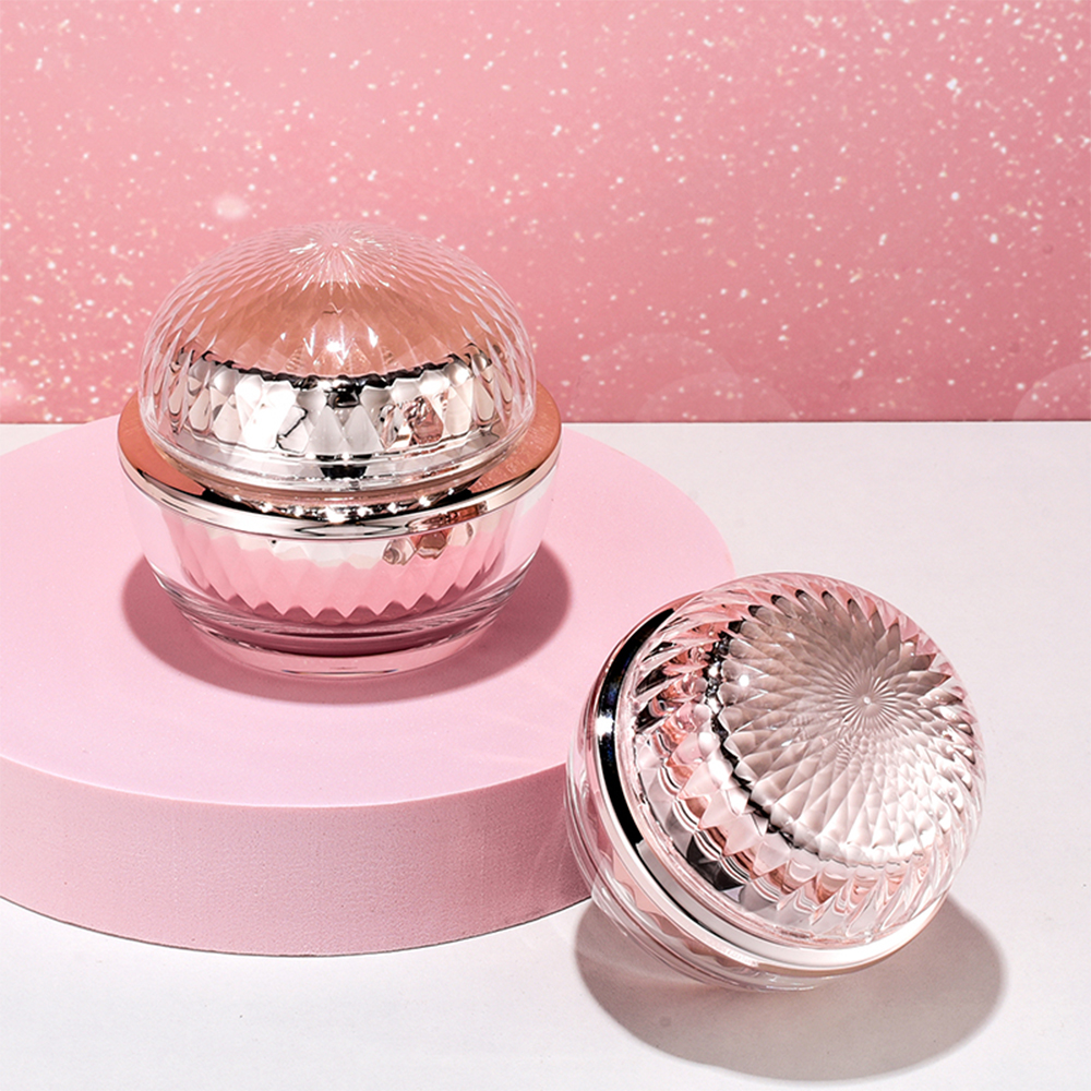 In Stock Luxury Pink Acrylic Square Jar Dropper Serum Cosmetic Packaging for Face Cream