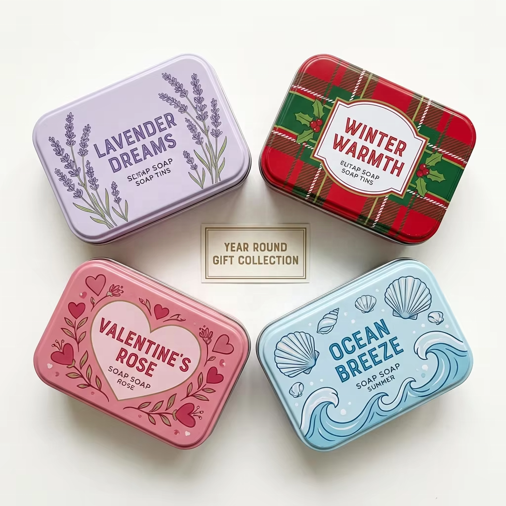 Custom Printed Matte Sage Green Hinged Metal Tin Box Shampoo Bar Packaging Eco-friendly Rectangular Soap Container for Travel