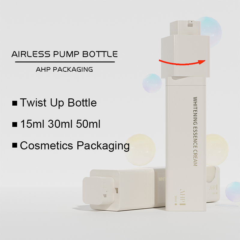 Free Sample Acrylic Serum Lotion Twist Up Bottles 15Ml 30Ml 50Ml Square Airless Pump Bottle Cosmetic Skincare Packaging