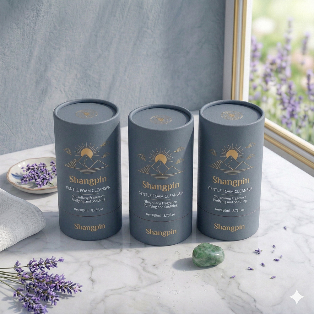 Custom Logo Cylinder Perfume Cosmetic Jar Gift Paper Tube Hot Stamping Skincare Facial Cleanser Skincare Packaging Tube
