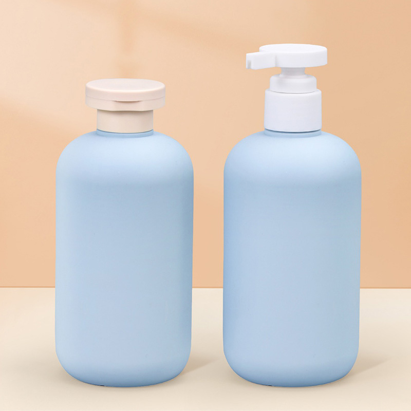 Custom Logo Soft Touch Matte Green HDPE Plastic Shampoo Bottle 200ml 300ml 500ml for Cosmetic Lotion Pump Bottle Packaging