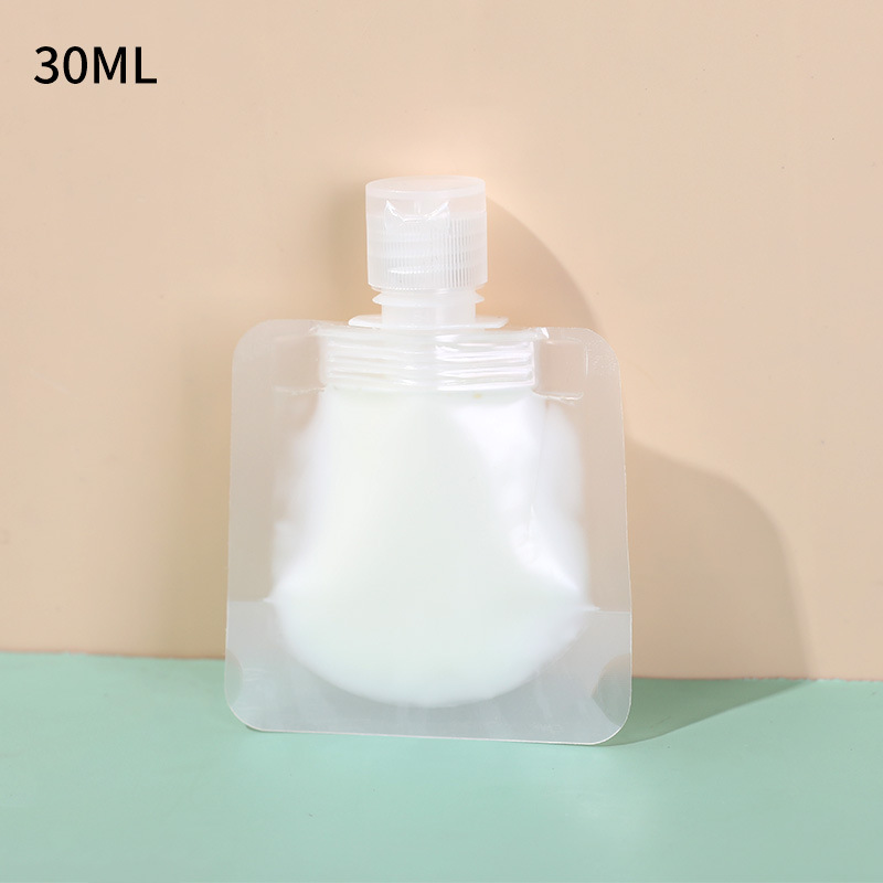 30ml Refillable Squeeze Leak Proof Travel Cosmetic Lotion Shampoo Liquid Beauty Sample Plastic Pouches Spout Bags With Flip Cap