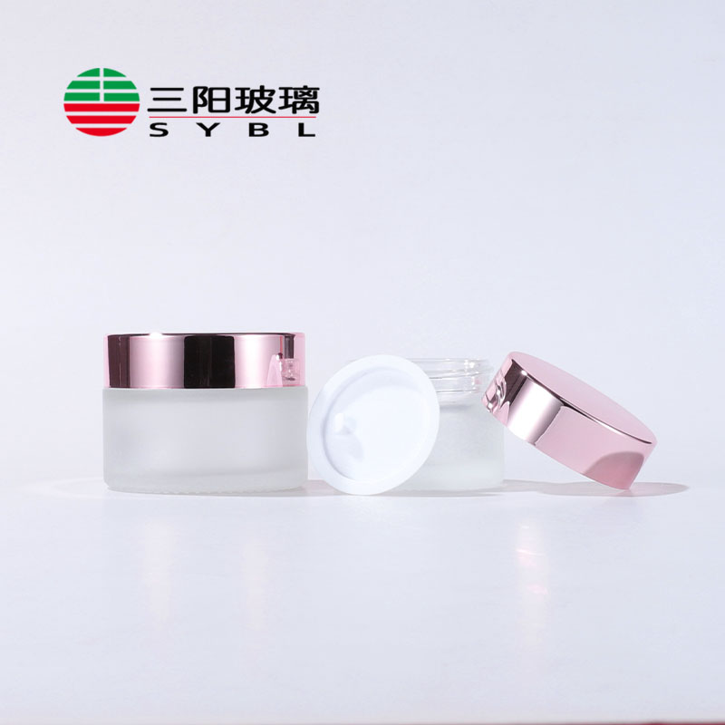 10g 15g 30g 50g 100g Frosted Glass Cosmetic Jar Cream Bottle Container with Rose Gold pink Lids for Face Cream Lotion Balm