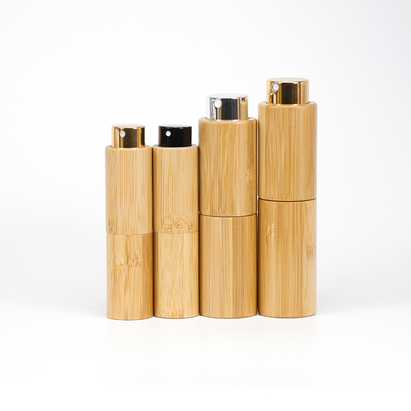 Natural 5ml 10ml Perfume Packaging Bottle Bamboo and Glass Perfume Spray Bottle Support Laser logo Travel Size Cosmetic Bottle