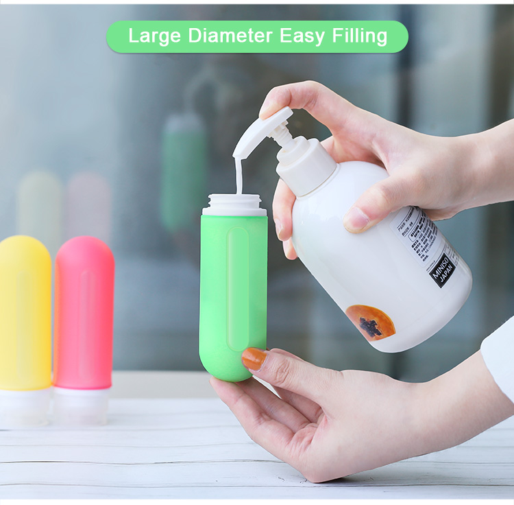 Portable Leak Proof Travel Size Shampoo Lotion Liquid Squeeze Bottles Food Grade Silicone Travel Bottles for Toiletries