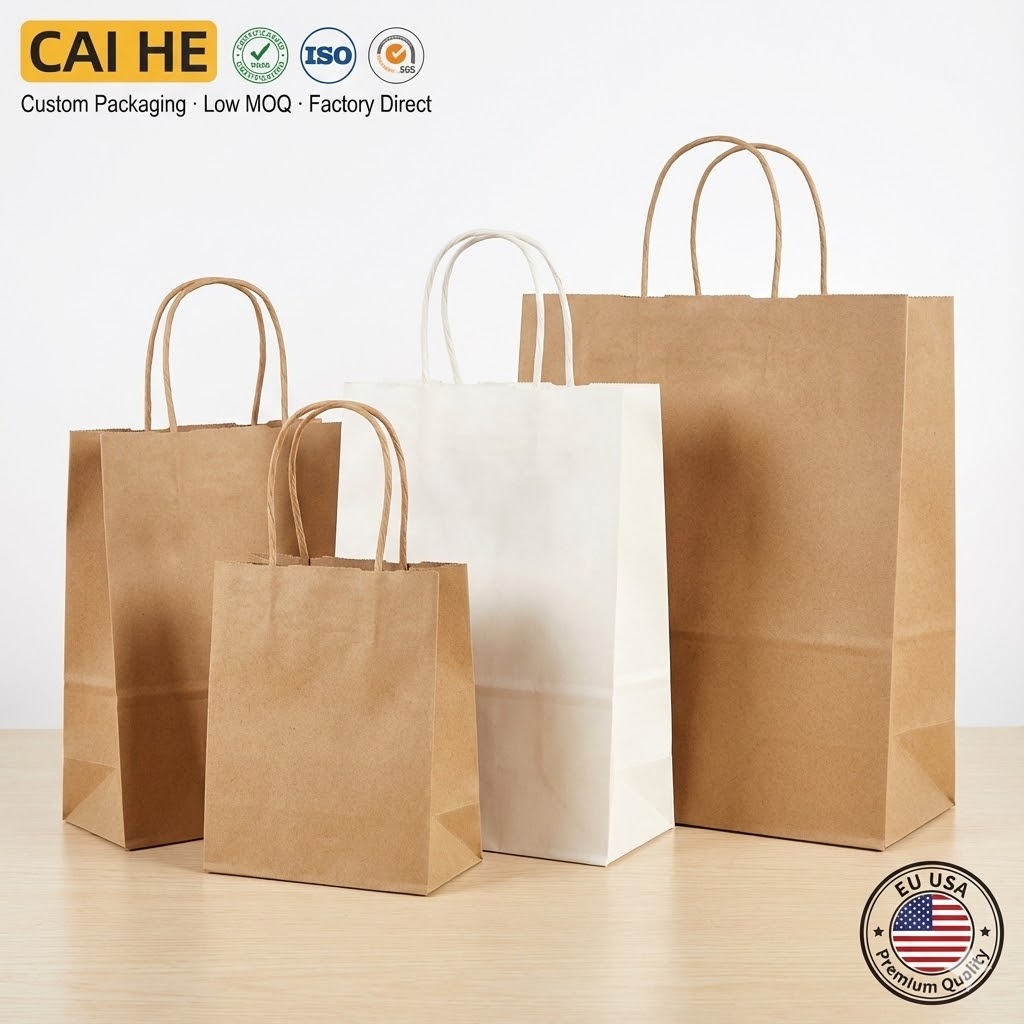 Custom Embossed Matte Finish Paperboard Bags with Handle for Cosmetic Gift Packaging and Logo Printing