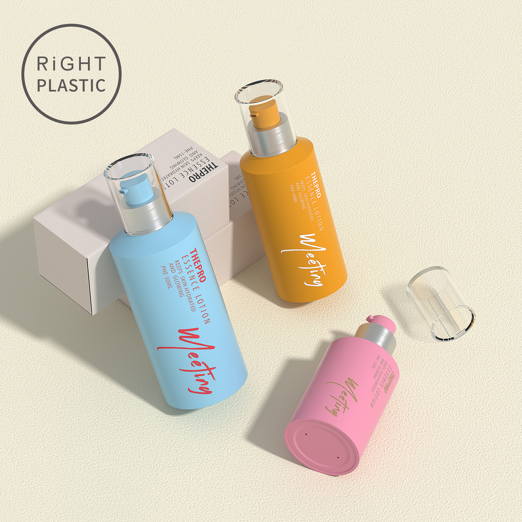 PHE Wholesale PETG Airless Pump Bottle 15ml 30ml 50ml Face Serum Essence Lotion Container Skincare Cosmetics Custom Packaging
