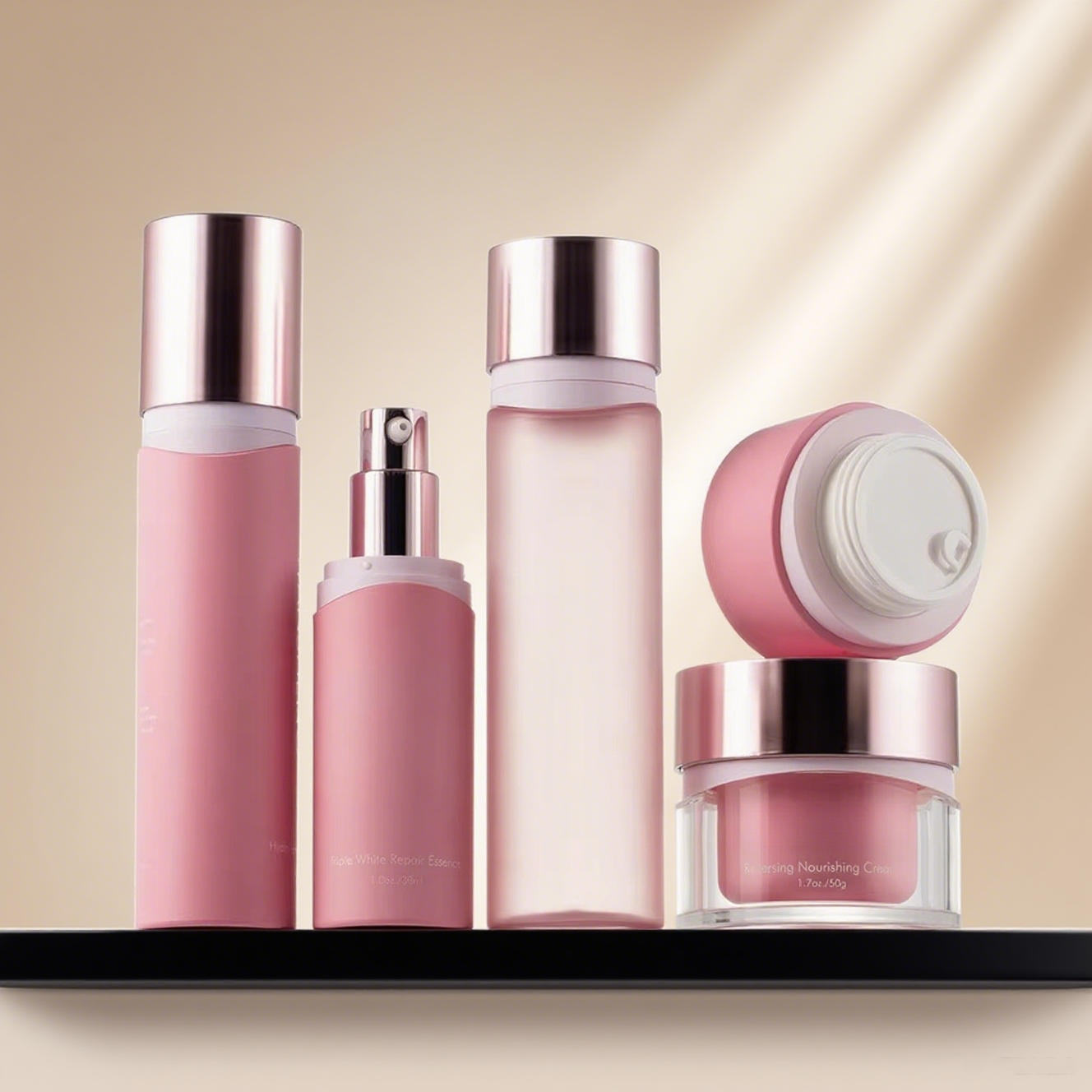 50ml Gold Aluminum Pump Cosmetic Bottle Luxury Plastic Refillable Beauty Emulsion Packaging for Face Masks Skin Care Serum