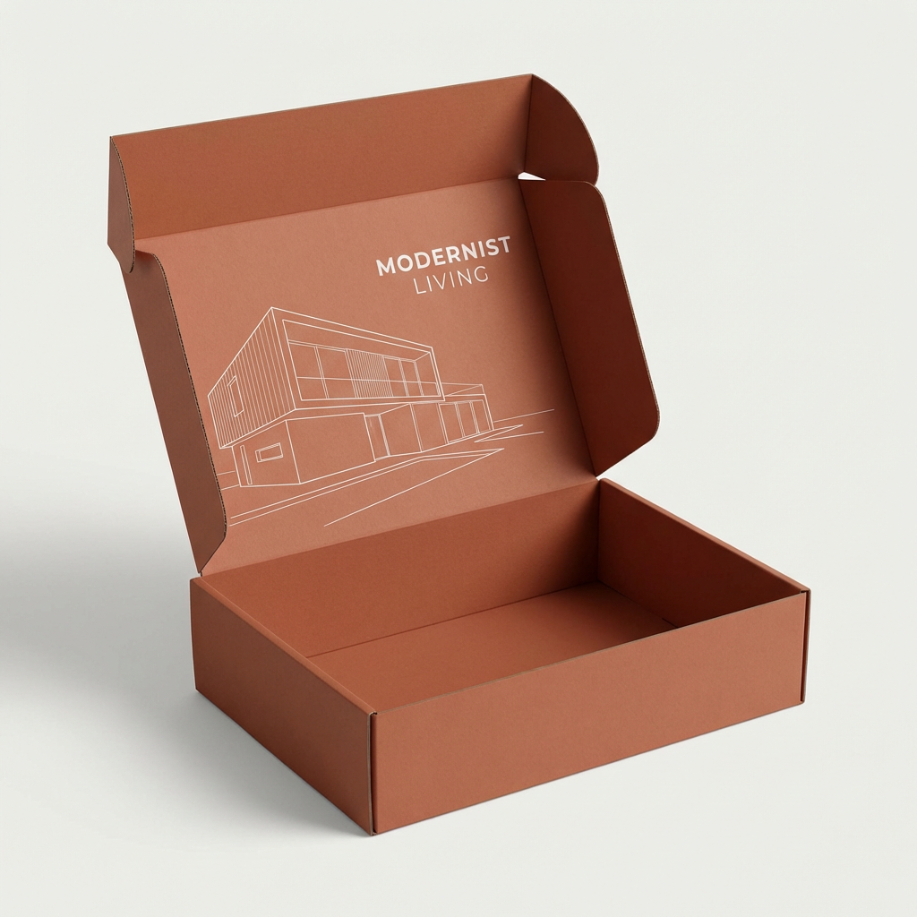 Custom Logo Sage Green Corrugated Mailer Box with Internal Nature Print for Organic Skincare