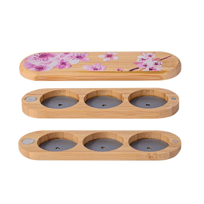 Customized Private Label Logo Makeup Vegan Empty Wood Bamboo Eyeshadow Palette Packaging