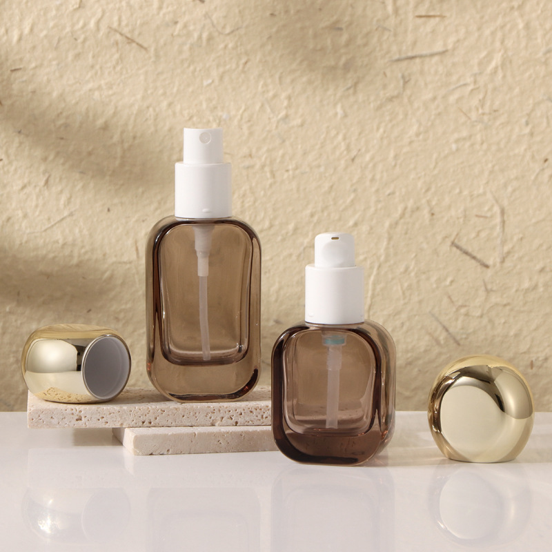 Luxury Frosted Skincare Packaging Set with Unique Spherical Ball Lid 20ml-120ml Glass Bottle &amp; Jar for Organic Cosmetic Brand